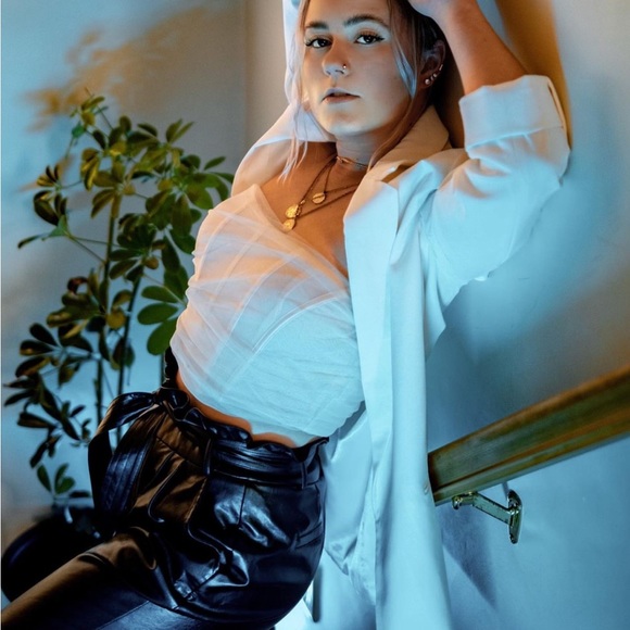 High Tie Waist Faux Leather Pants - Picture 5 of 5